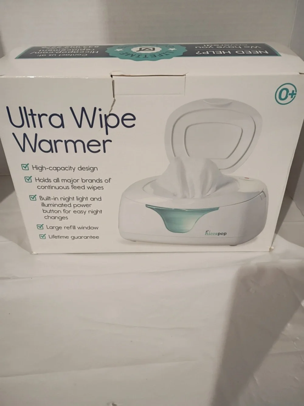 hiccapop Ultra Wipe Warmer in Teal and White